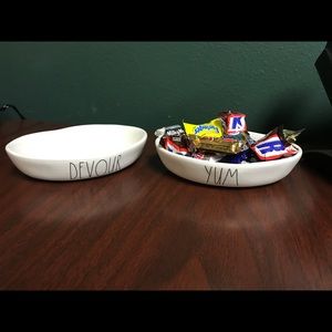 2 Rae Dunn cat oval bowls